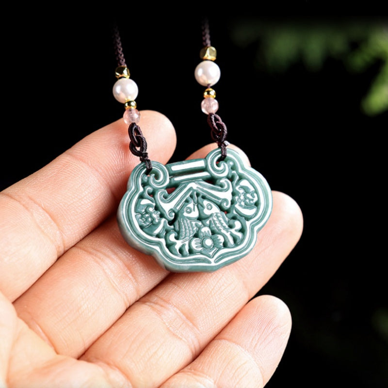 Abundant Fortune Koi Jade Pendant – Prosperity, Harmony & Continuous Wealth