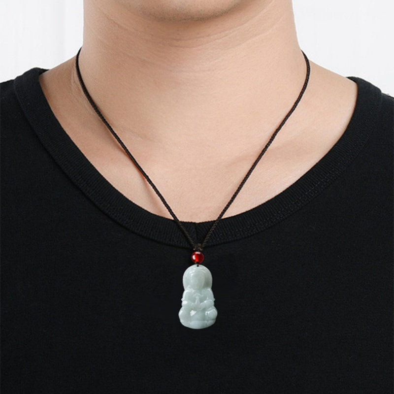 Harmony Protection Guan Yin & Laughing Buddha Jade Pendant Set