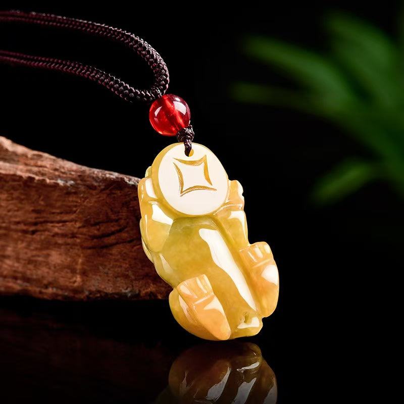 Natural Yellow Jade Pixiu Pendant – Symbol of Prosperity, Protection & Confidence