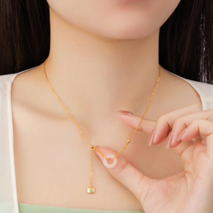 Cat & Chalcedony Peace Disc Necklace-A Little Guardian