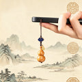 Sandalwood Gourd Lucky Charm Phone Strap-Cloisonné & 18K Gold Plated