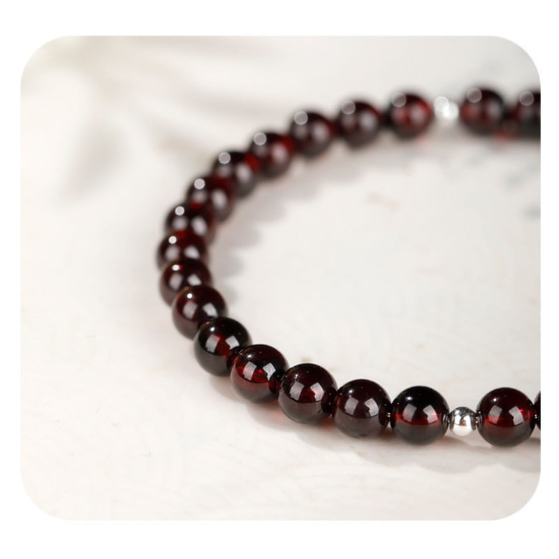 Silver Lucky Horse Garnet Bracelet-Forward with Courage
