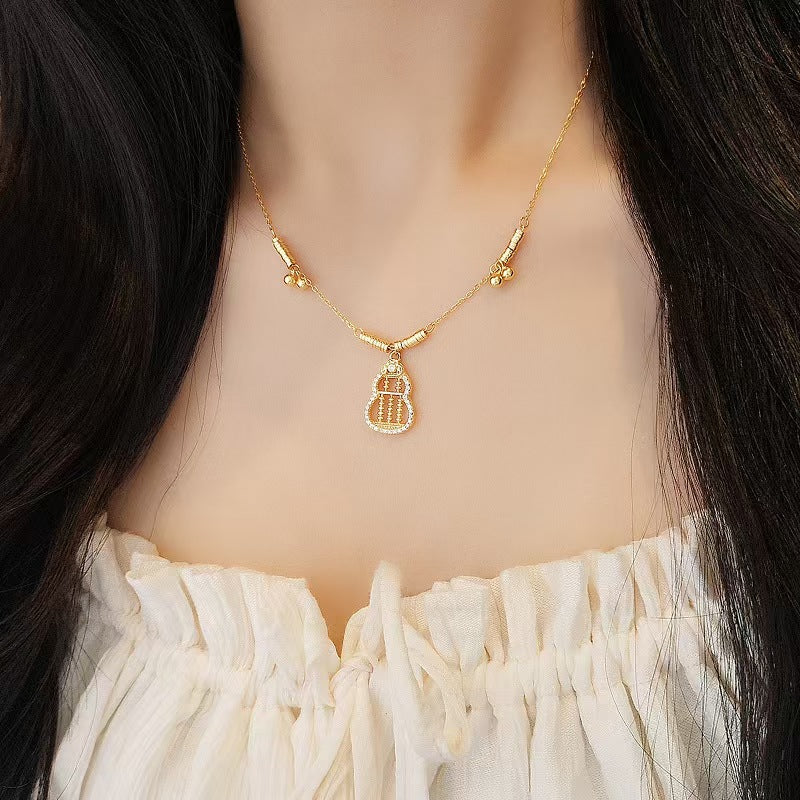 Gold Abacus Calabash Necklace — Wealth • Blessings • Abundance