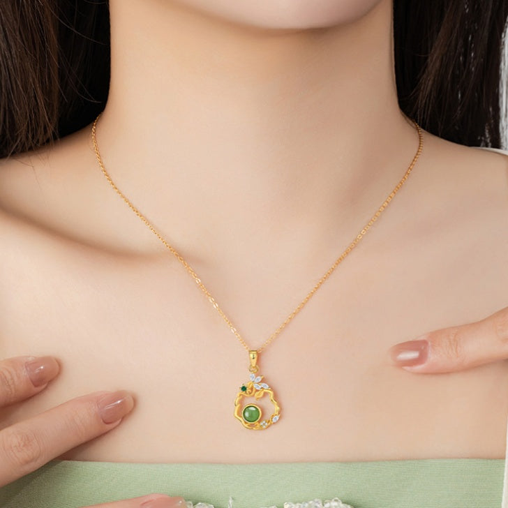 Floral Nephrite Jade Necklace-Beauty & Wholeness