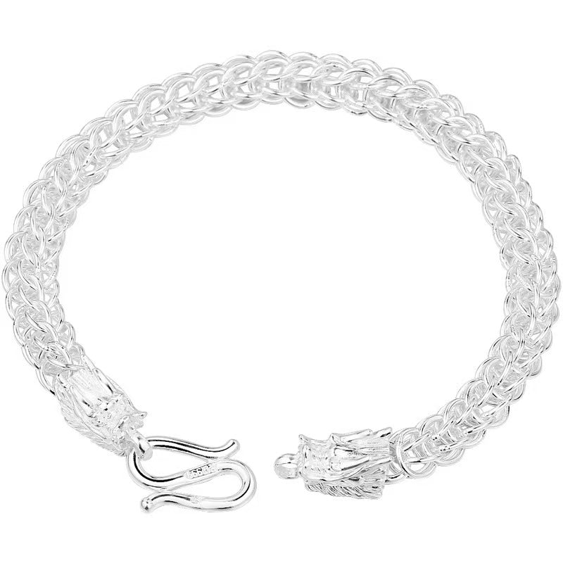 Double Dragon 999 Silver Bracelet-Attract Wealth