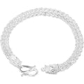 Double Dragon 999 Silver Bracelet-Attract Wealth