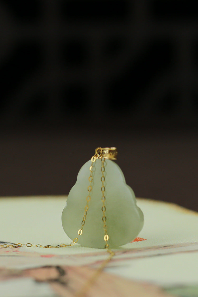 Laughing Buddha Peace & Abundance Hetian Jade Pendant Necklace