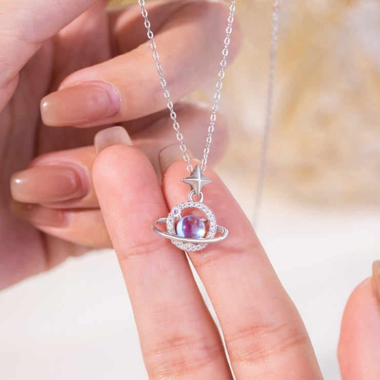 Always Drawn to You-Saturn & Star Sterling Silver Necklace