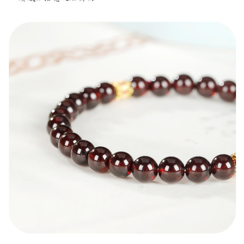 Jadeite Gourd Garnet Bracelet-Fortune in Motion