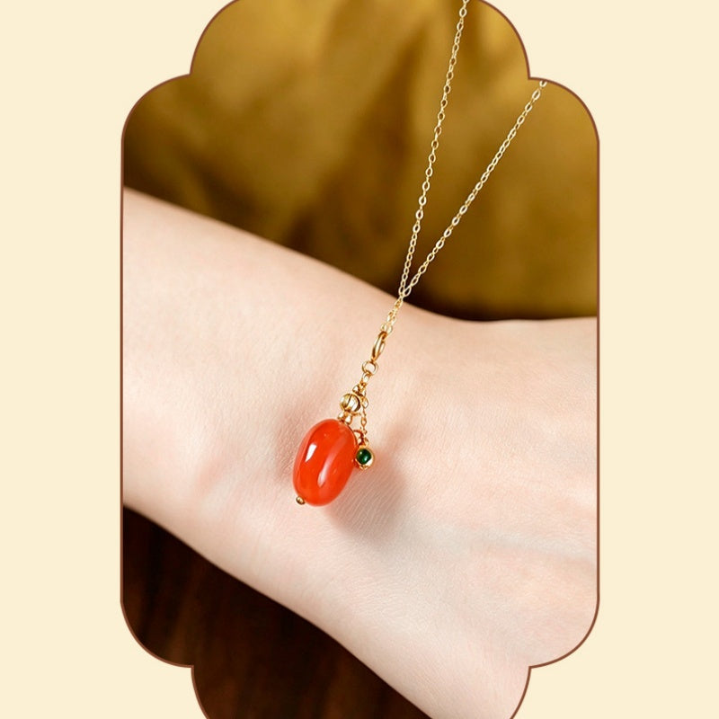 Fortune by Your Side-Red Jade Jadeite Necklace