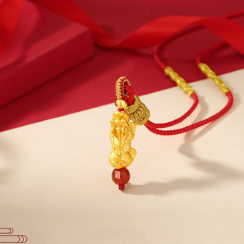 Pixiu Agate Cord Necklace-Lasting Love and Protection