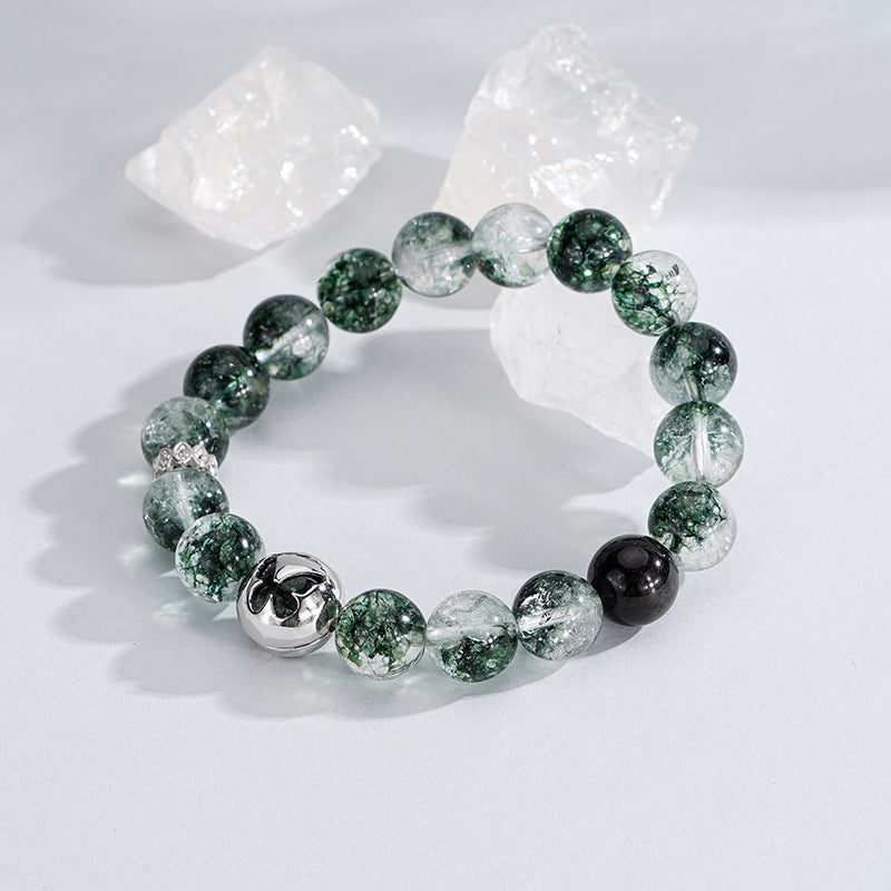 Green Phantom Quartz Bracelet with 925 Silver Butterfly – Crystal of Clarity, Growth & Good Fortune