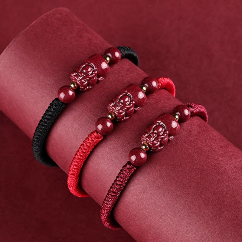 Zinnoberarmband-Fengshui Pixiu Goldperlen