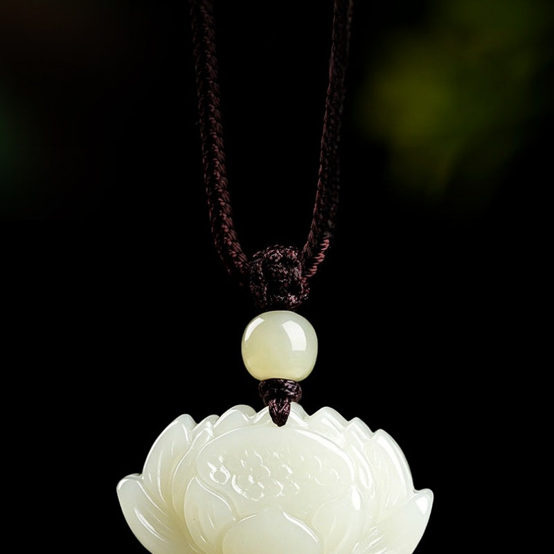 Hetian Jade Lotus Pendant Necklace-Inner Clarity