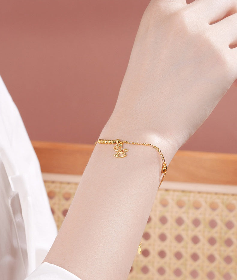 Fortune Gallop Golden Bracelet–Lucky Horse of Wealth 2026 Year of the Horse Edition Necklace