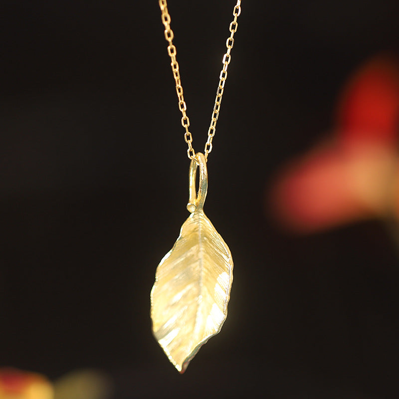 Textured Leaf Necklace-A Moment Outdoors