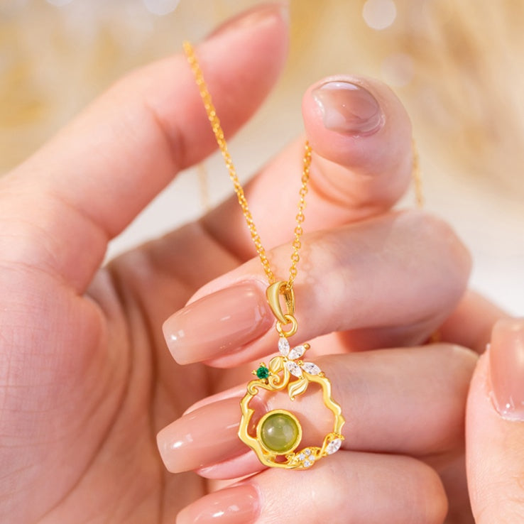Floral Nephrite Jade Necklace-Beauty & Wholeness