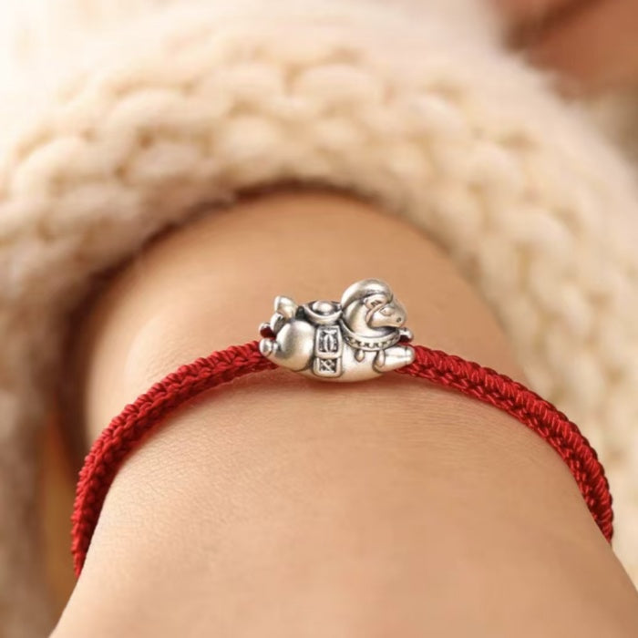 999 Silver "Heavenly Joy" Pony Bracelet with Adjustable Handmade Cord