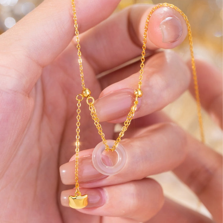 Cat & Chalcedony Peace Disc Necklace-A Little Guardian