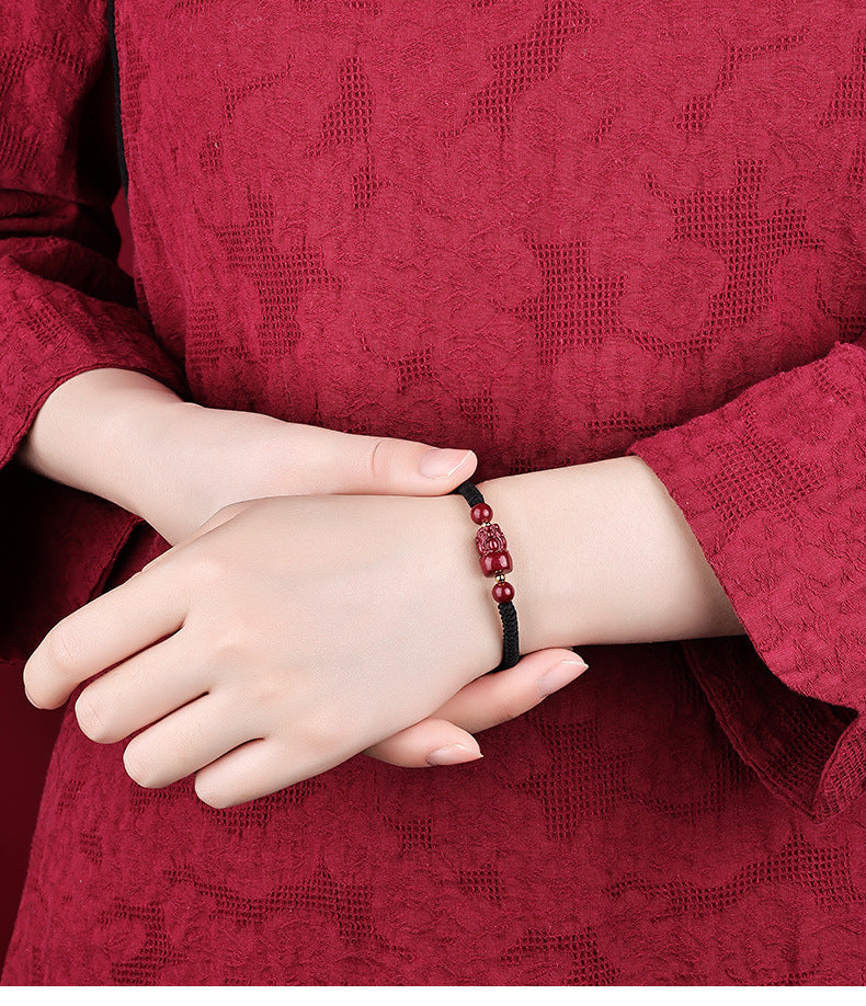 Zinnoberarmband-Fengshui Pixiu Goldperlen