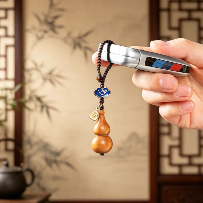 Sandalwood Gourd Lucky Charm Phone Strap-Cloisonné & 18K Gold Plated