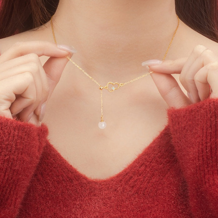 Blessings and Prosperity-Gourd Chalcedony Drop Necklace