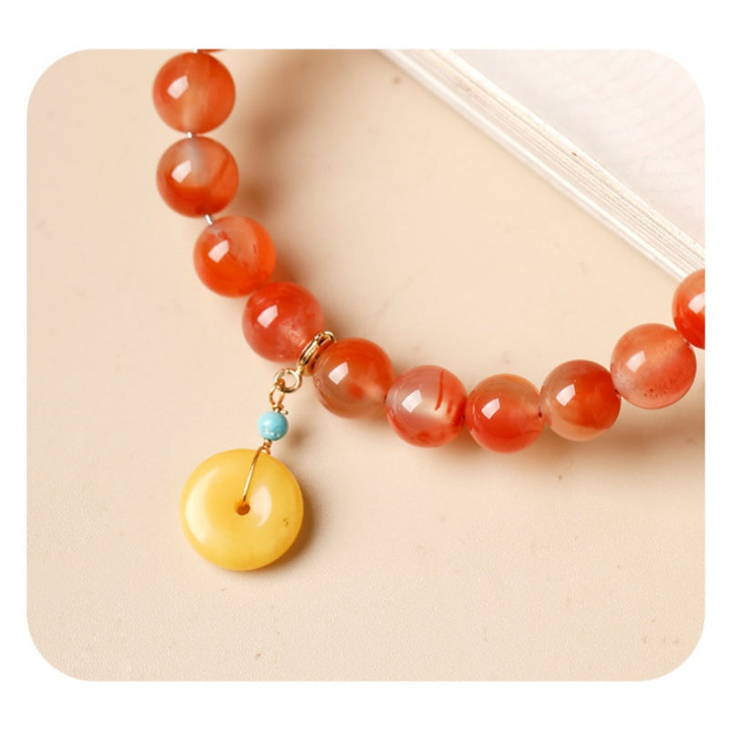 Prosperity in Motion-White Agate Pixiu Beaded Bracelet