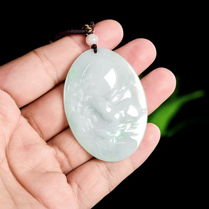 Rabbit Gazing at the Moon Jadeite Pendant – Hope, Serenity & New Beginnings