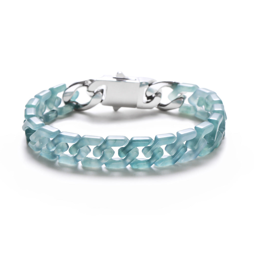 Blue Jade Cuban Bracelet-Confidence Connection