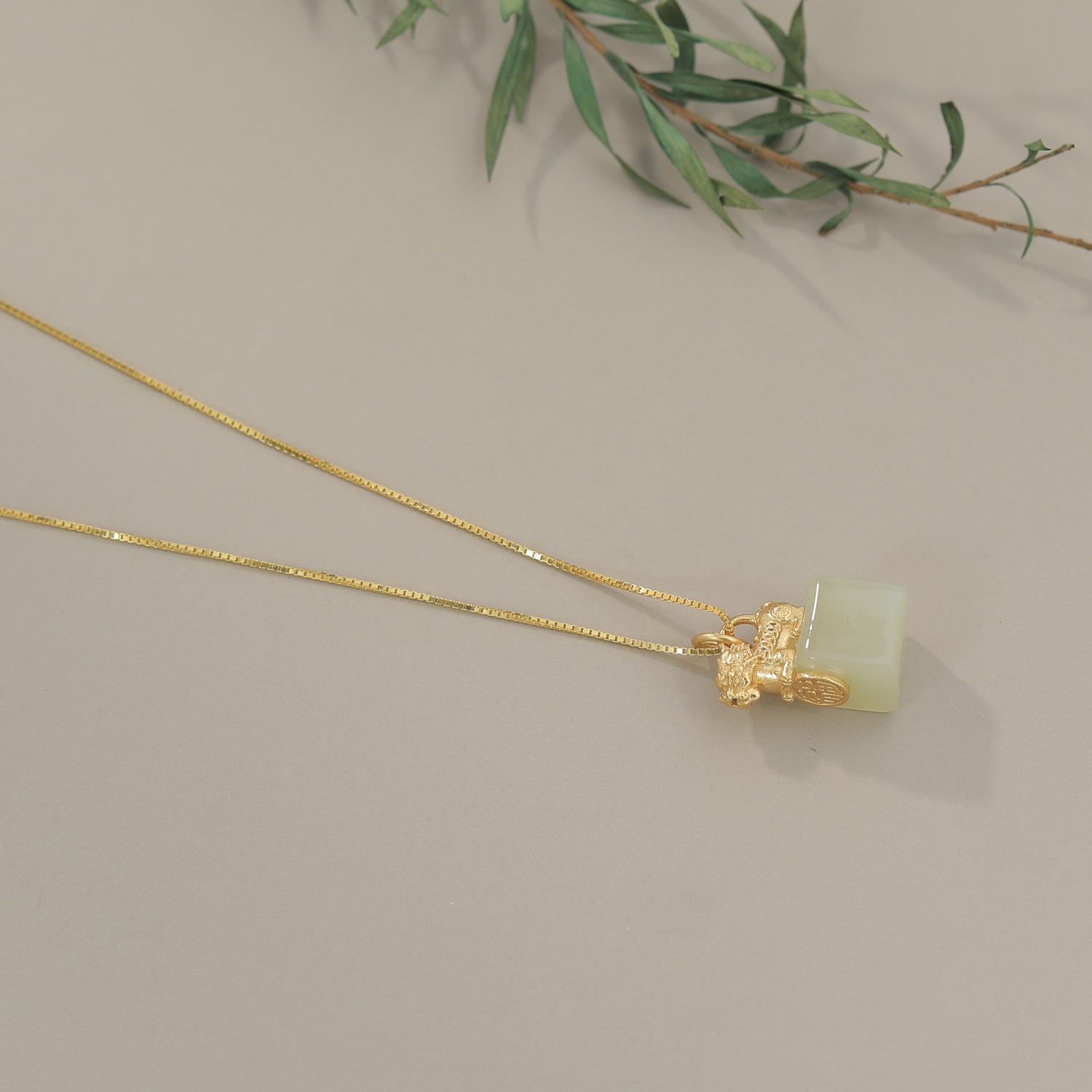 White Jade Pixiu Wealth Necklace