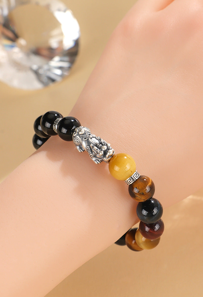 Black Agate Pixiu Wealth Protection Bracelet