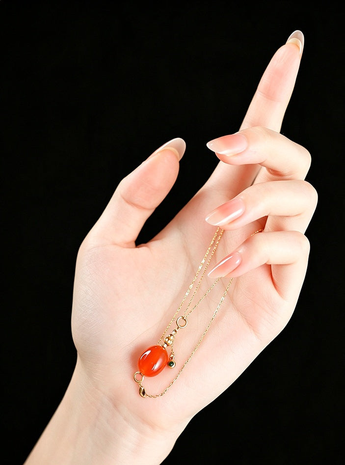 Fortune by Your Side-Red Jade Jadeite Necklace