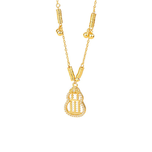 Gold Abacus Calabash Necklace — Wealth • Blessings • Abundance