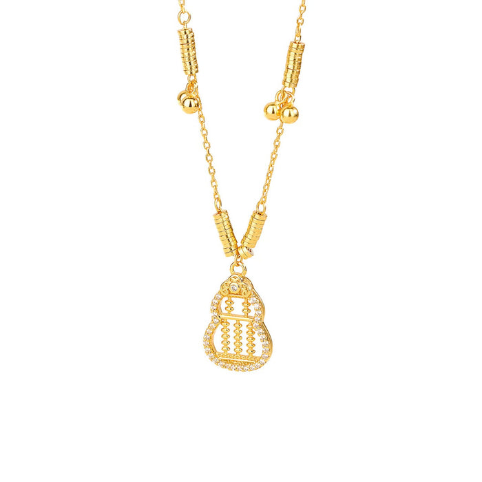 Gold Abacus Calabash Necklace — Wealth • Blessings • Abundance