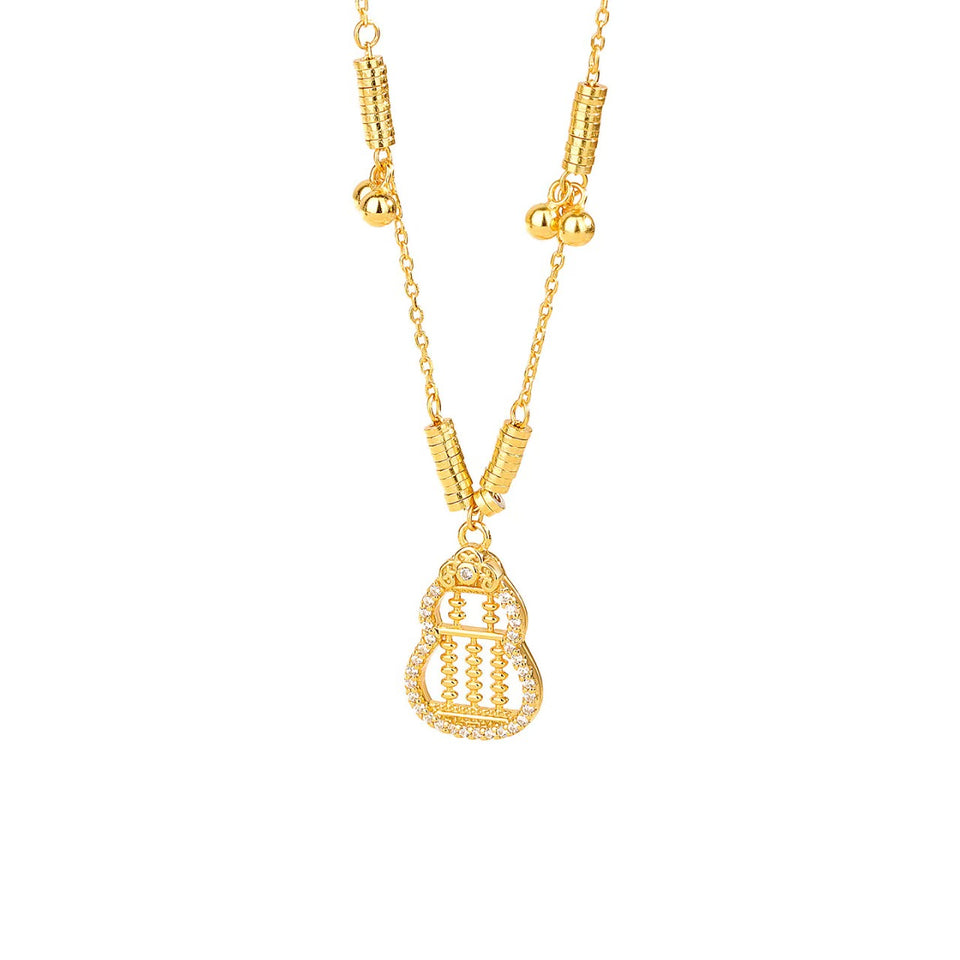 Gold Abacus Calabash Necklace — Wealth • Blessings • Abundance