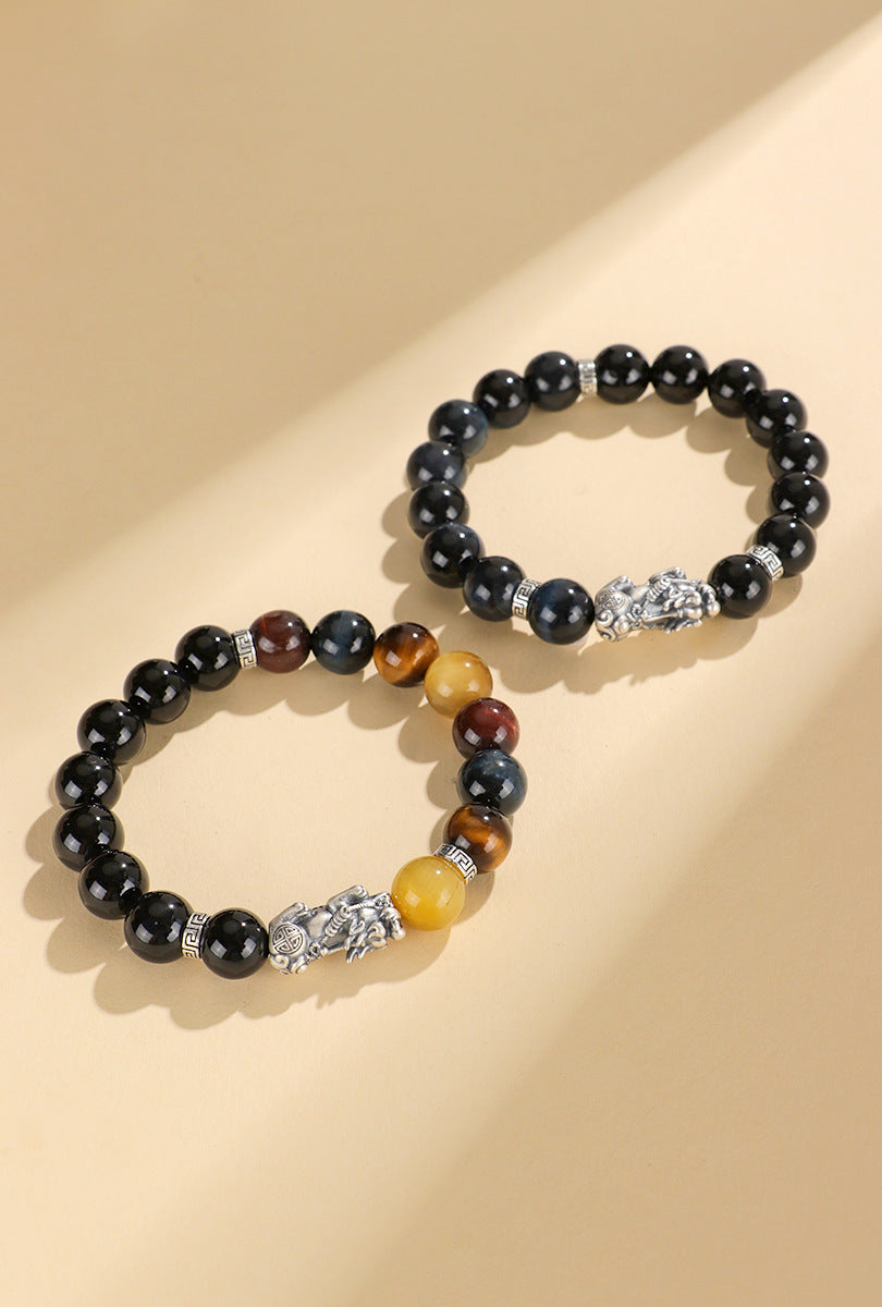 Black Agate Pixiu Wealth Protection Bracelet