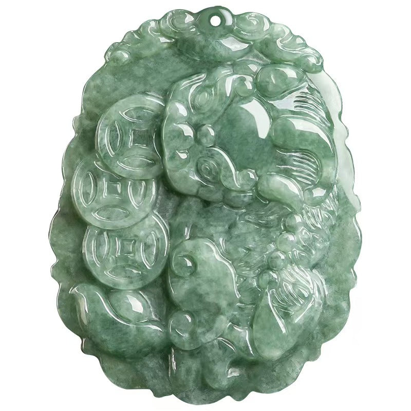 Jade Pixiu Pendant with Coin Design – Elegant Talisman for Wealth & Protection