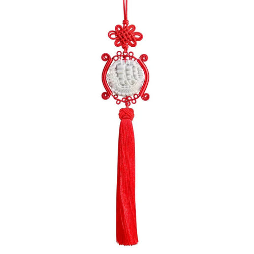 Jade Dragon Boat Car Hanging Ornament – Safe Journey & Success Charm with Red Tassel