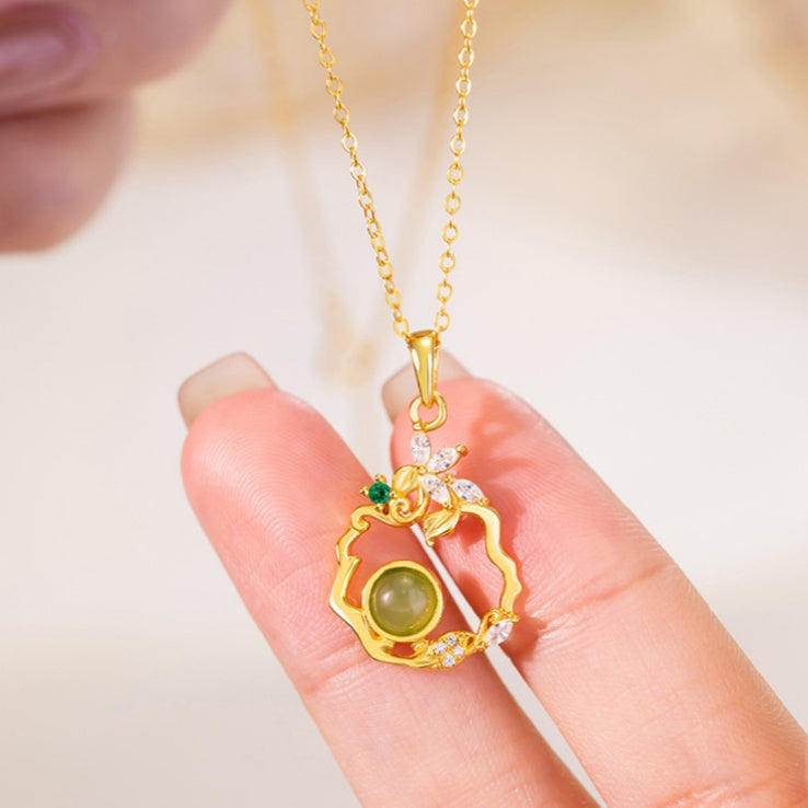 Floral Nephrite Jade Necklace-Beauty & Wholeness