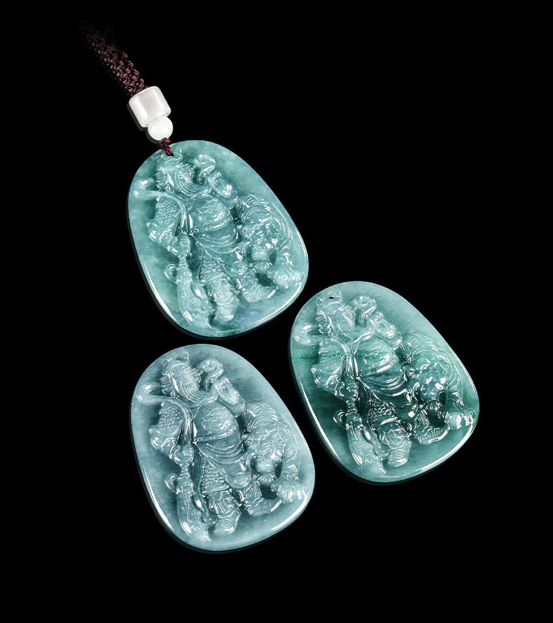Grade A Jadeite Guan Gong Pendant–God of Wealth & Protection for Men