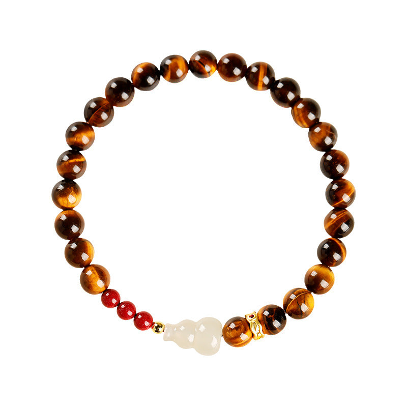 Tiger Eye & Jade Gourd Protection Bracelet – Calm Energy & Good Fortune Charm