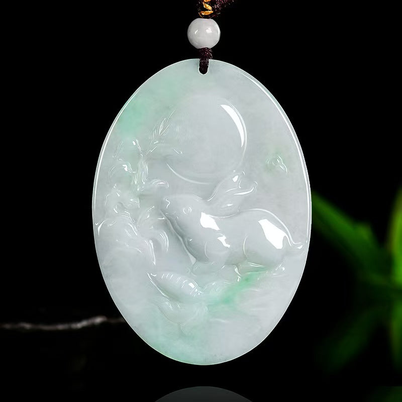 Rabbit Gazing at the Moon Jadeite Pendant – Hope, Serenity & New Beginnings