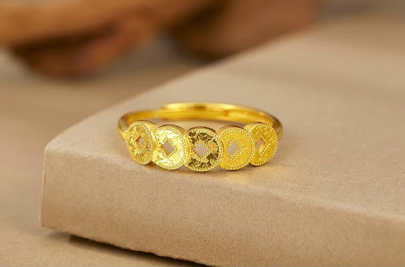 Five Emperor Coin Golden Ring–Prosperity & Protection