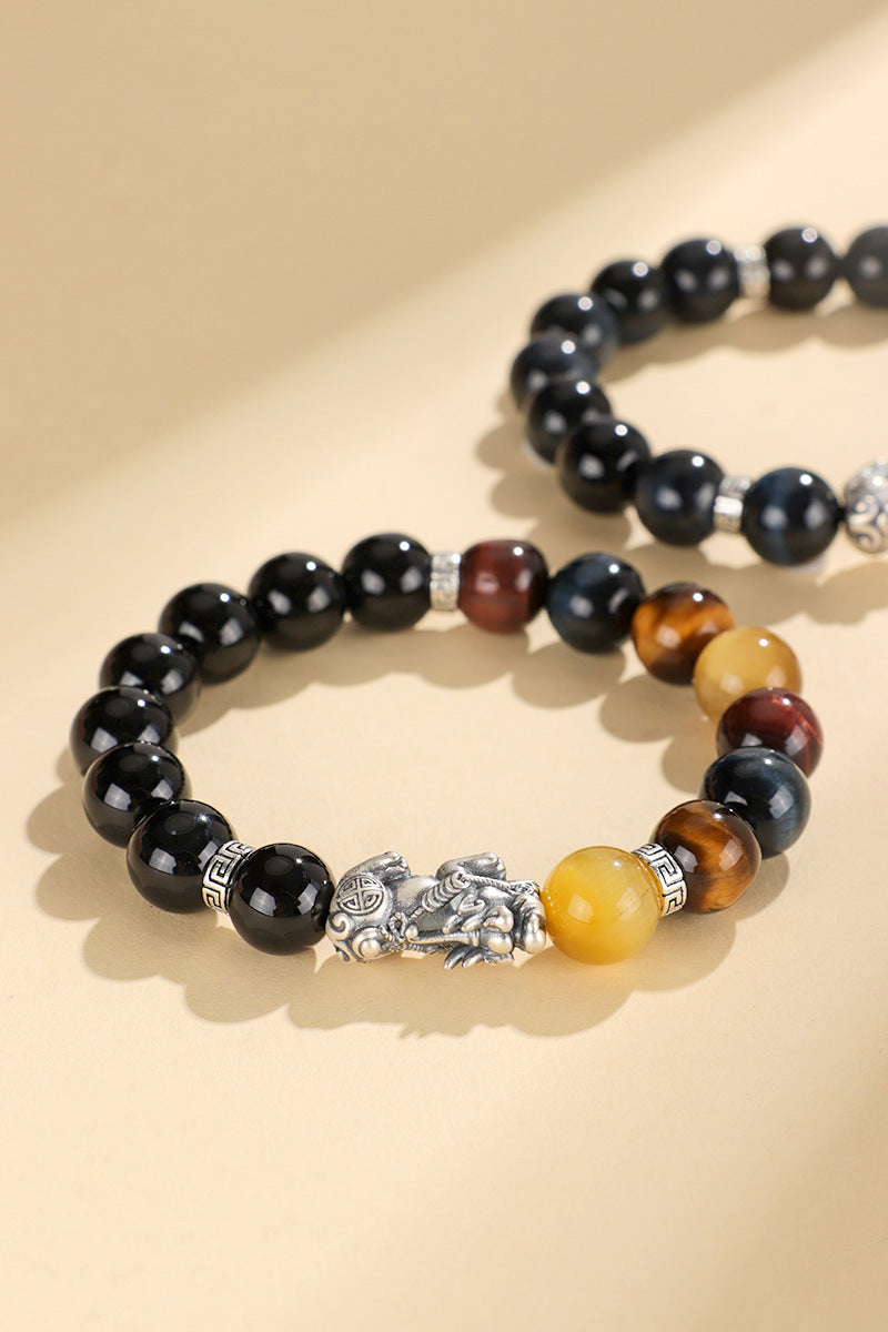 Black Agate Pixiu Wealth Protection Bracelet