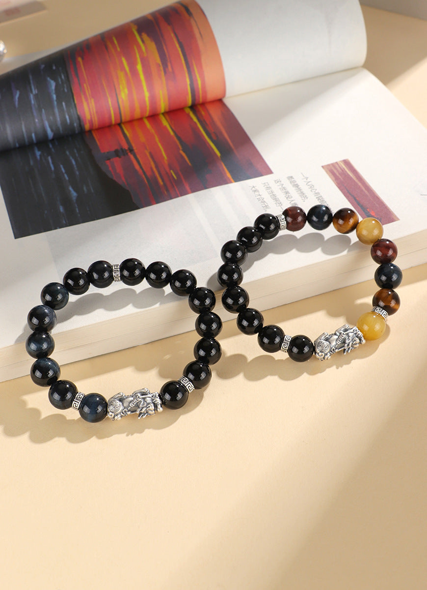 Black Agate Pixiu Wealth Protection Bracelet