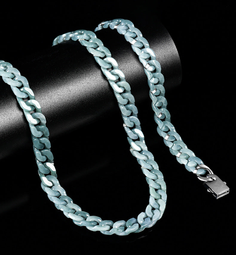 Natural Jadeite Cuban Chain Hand-Carved Bracelet-Premium Urban Jewelry in 3 Colors