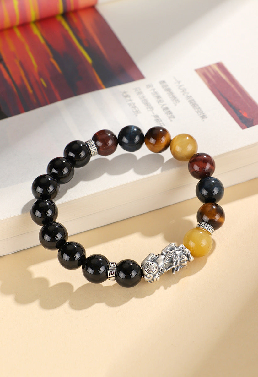 Black Agate Pixiu Wealth Protection Bracelet