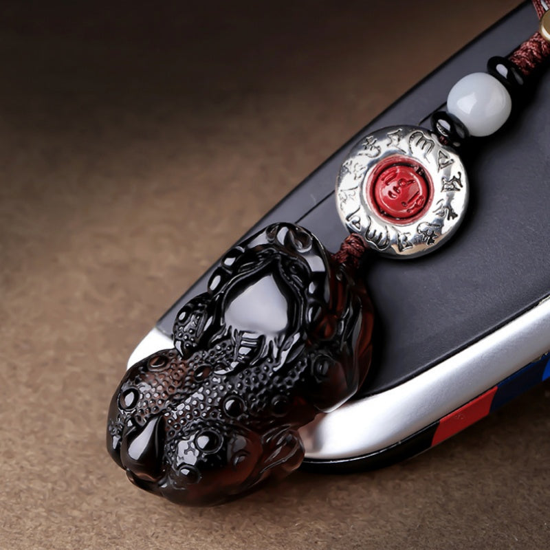 Black Obsidian Pixiu Car Keychain-Roadside Resolve
