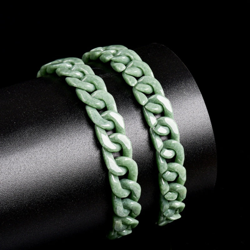 Natural Jadeite Cuban Chain Hand-Carved Bracelet-Premium Urban Jewelry in 3 Colors
