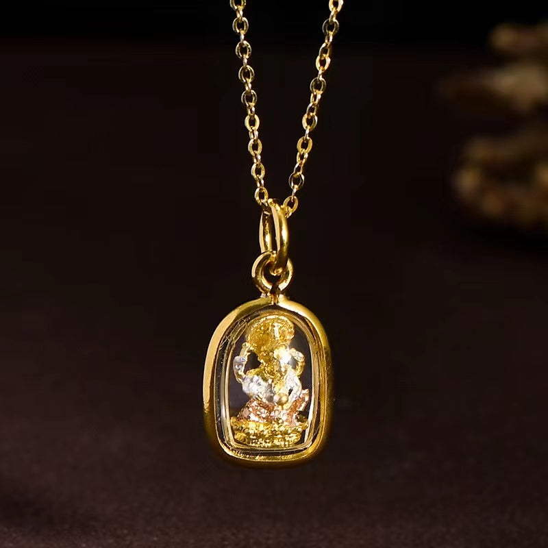 Gold Thai Buddha Amulet Phra khruang Necklace-Protection and Prosperity